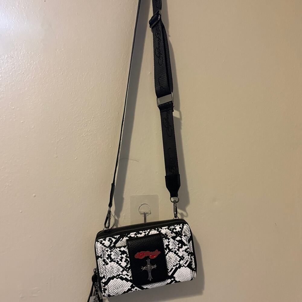 Ed Hardy Snake Print Crossbody Wallet Bag